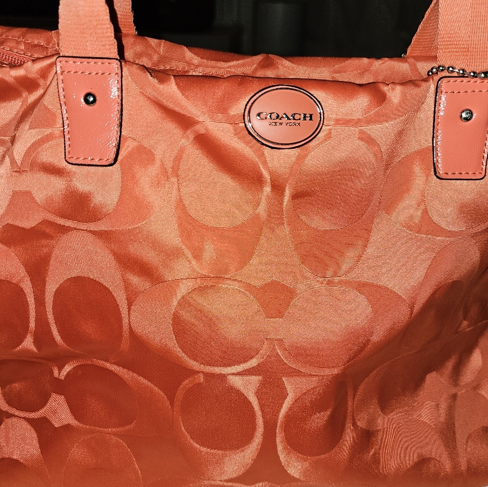 Coach Orange Signature Tote Bag